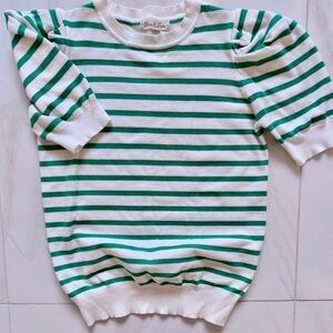 Vine & Love Green and White Striped Sweater